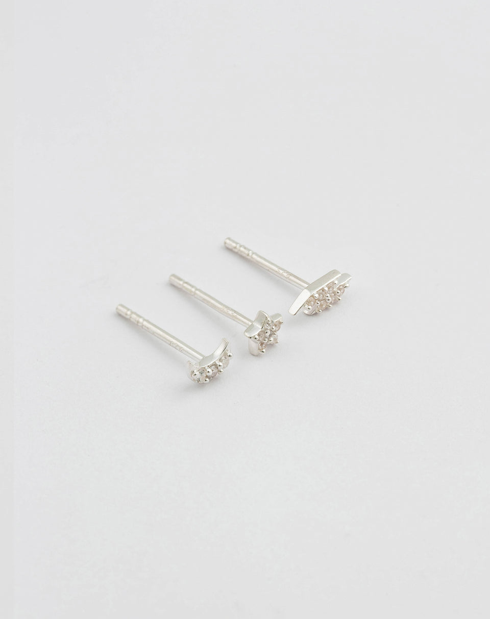 Mini Earring Collection Cosmos Silver