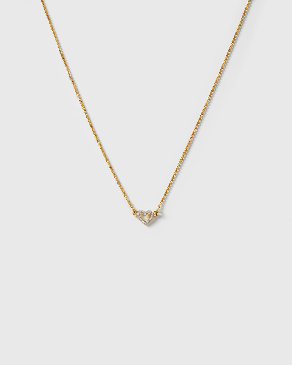 Snap Heart Necklace Gold Crystal