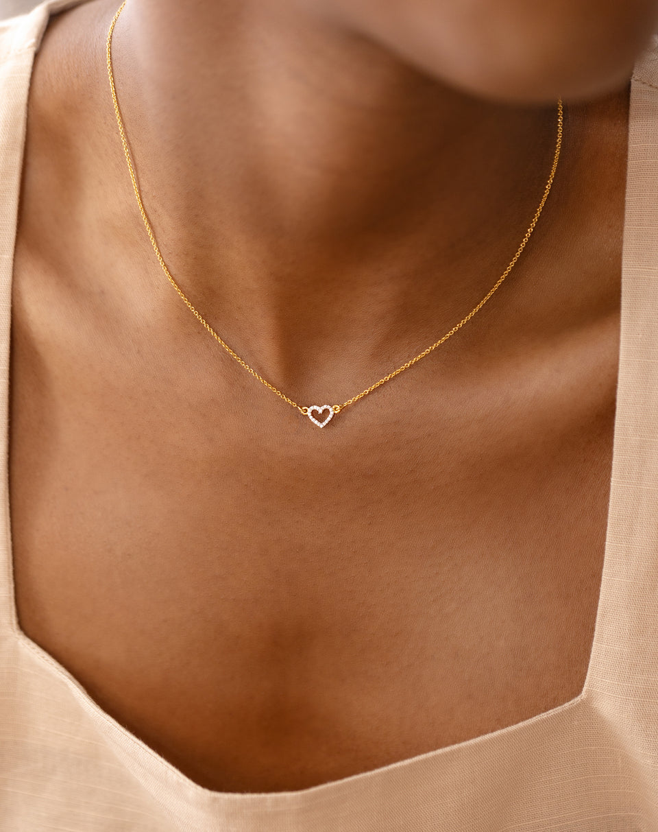 Snap Heart Necklace Gold Crystal