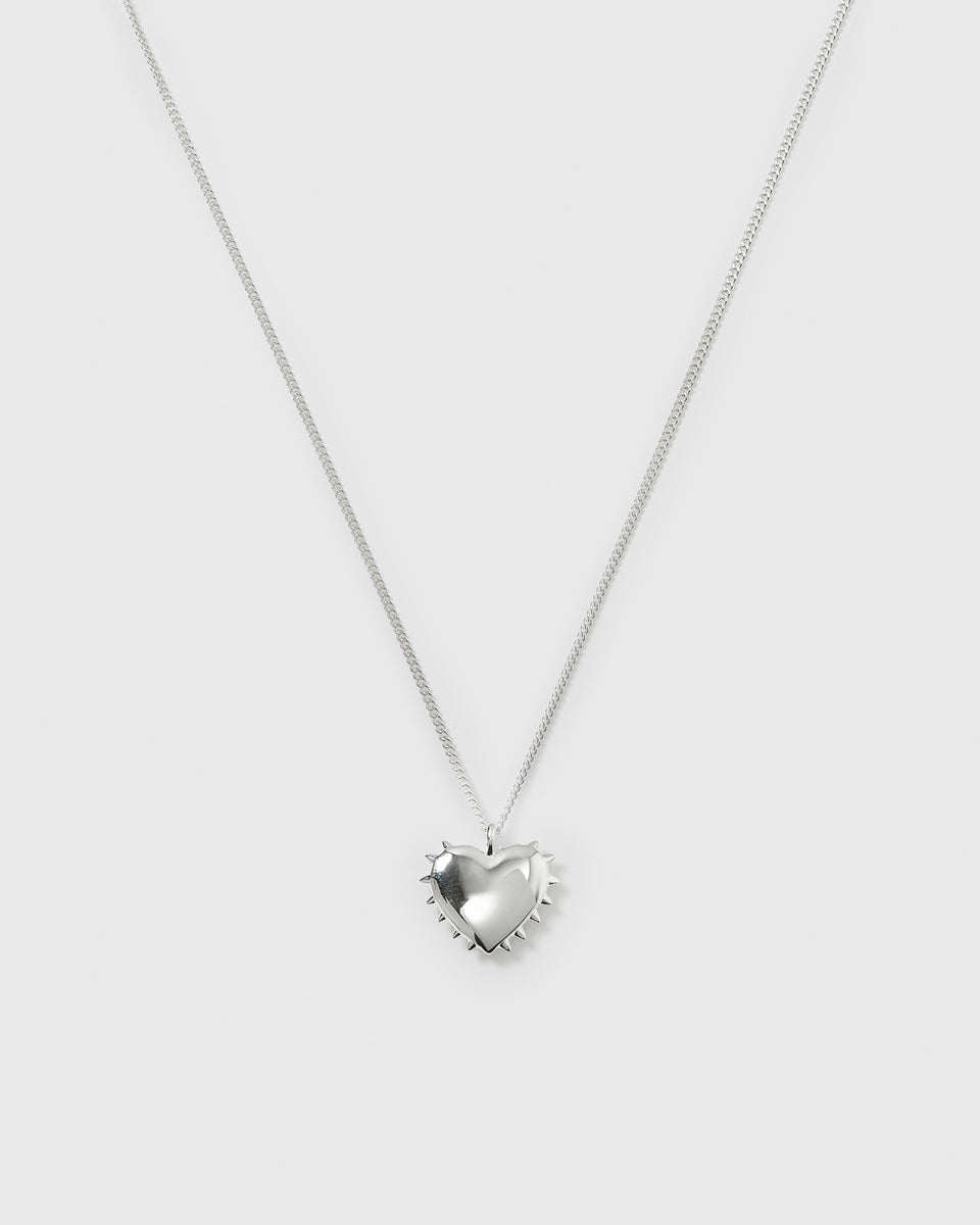 True Love Spike Heart Necklace Silver