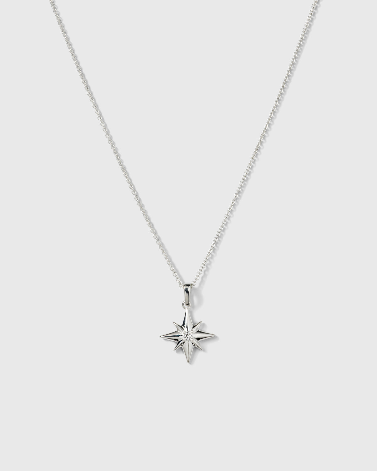 North Star & Herringbone Necklace Set Silver