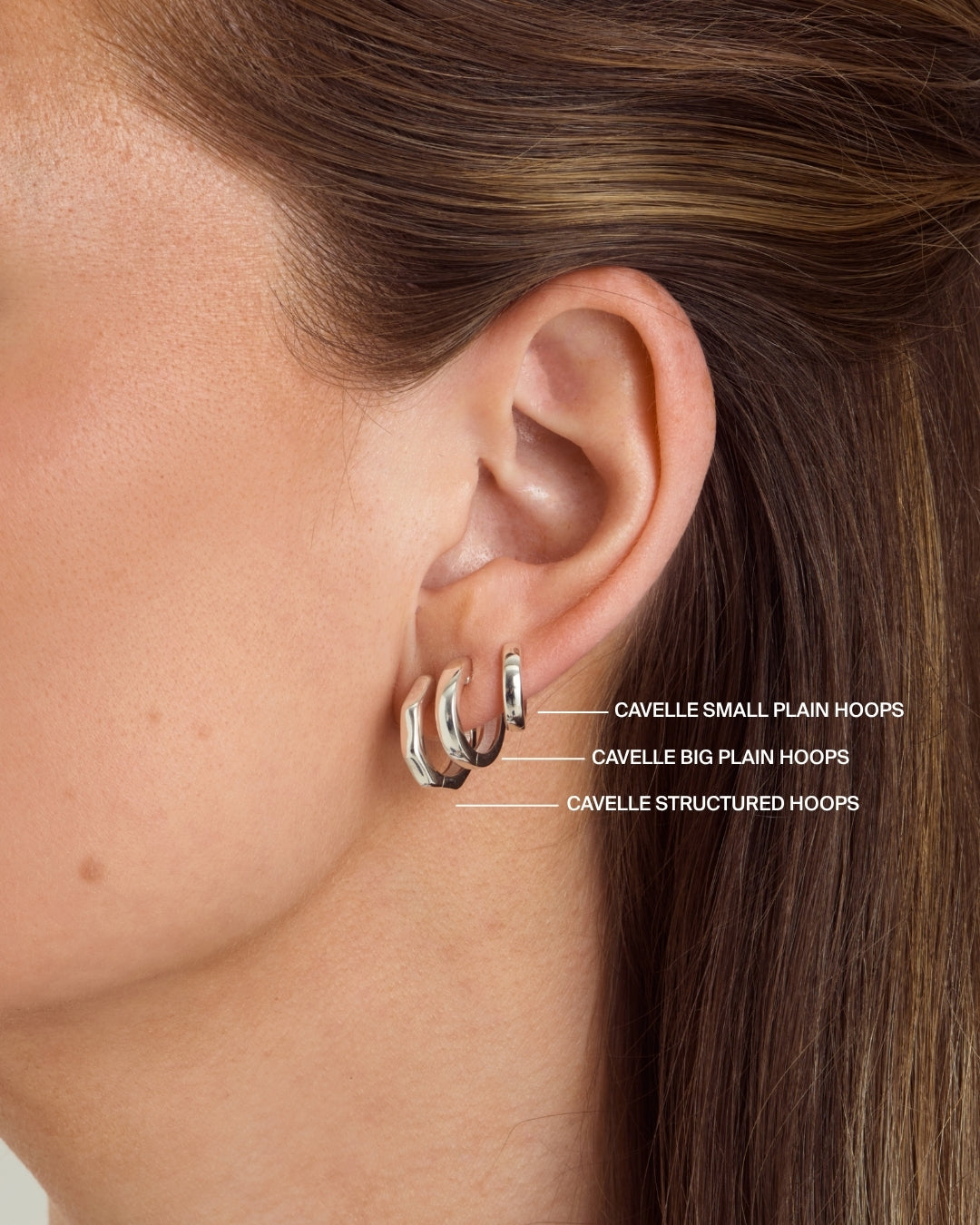 Cavelle Big Plain Hoops Silver