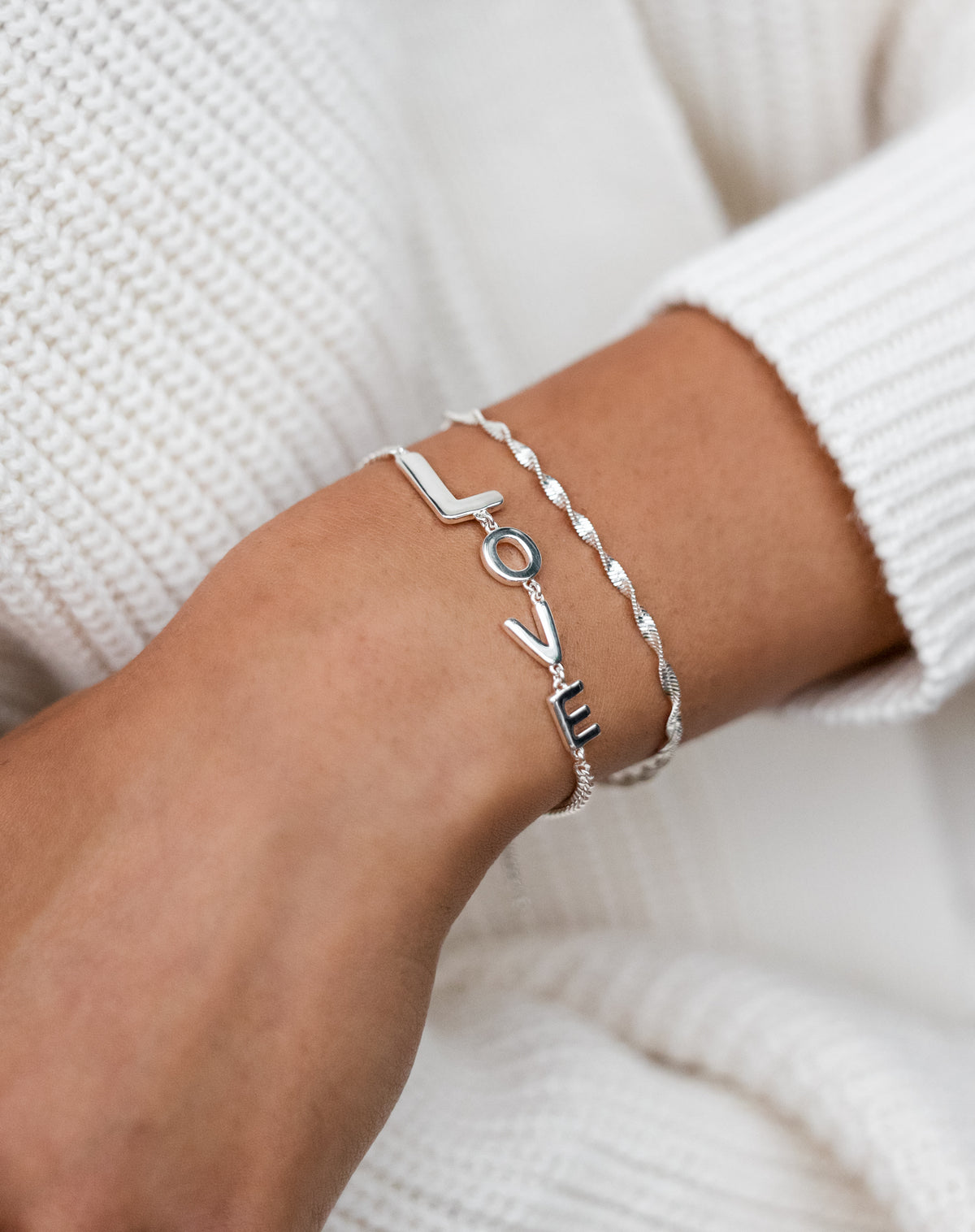 Herringbone Twisted Bracelet Silver