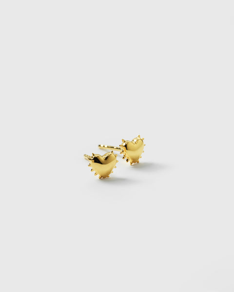 True Love Spike Heart Studs Gold