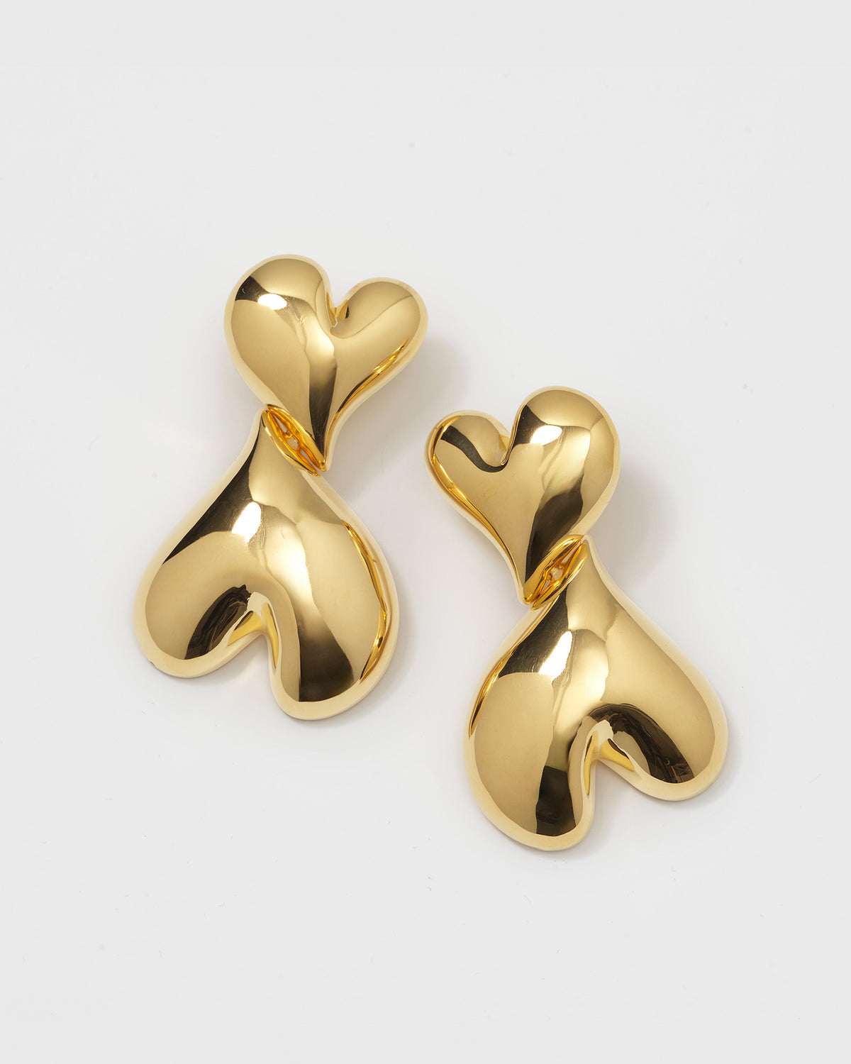 Double Heart Earrings Gold