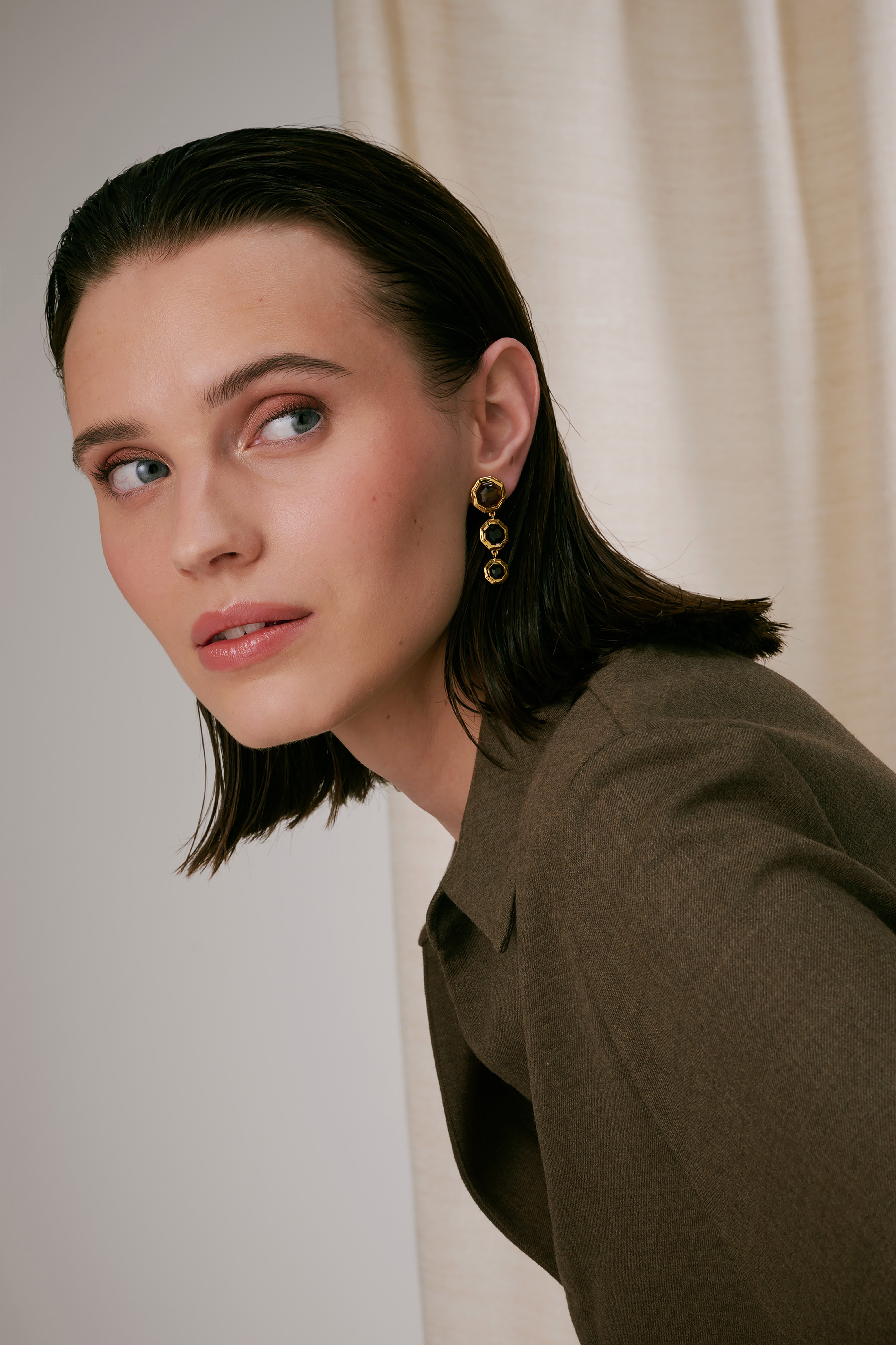 Octagon Earrings Gold