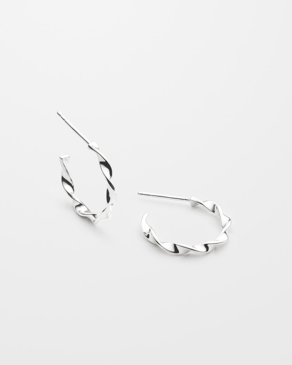 Twisted Small Hoops Silver