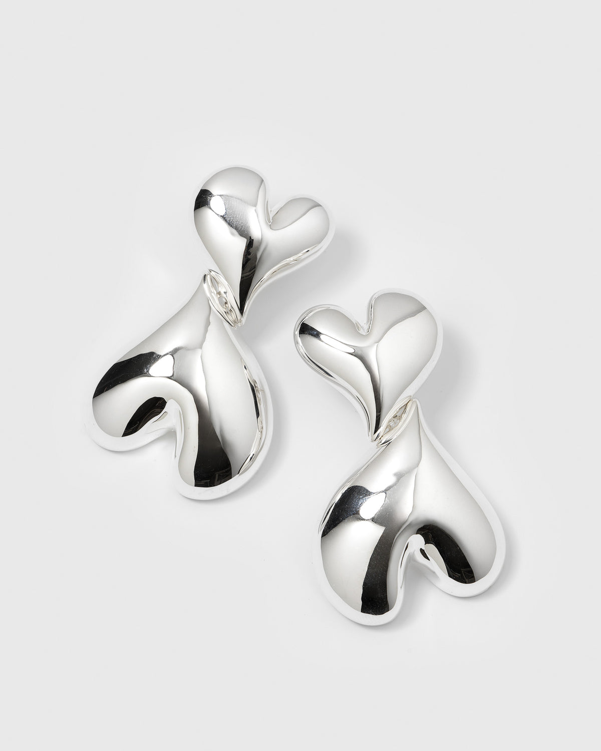 Double Heart Earrings Silver