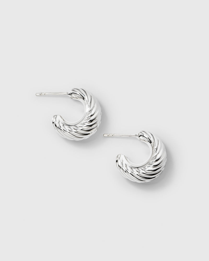 Bolded Little Sis Chevron Earrings Silver