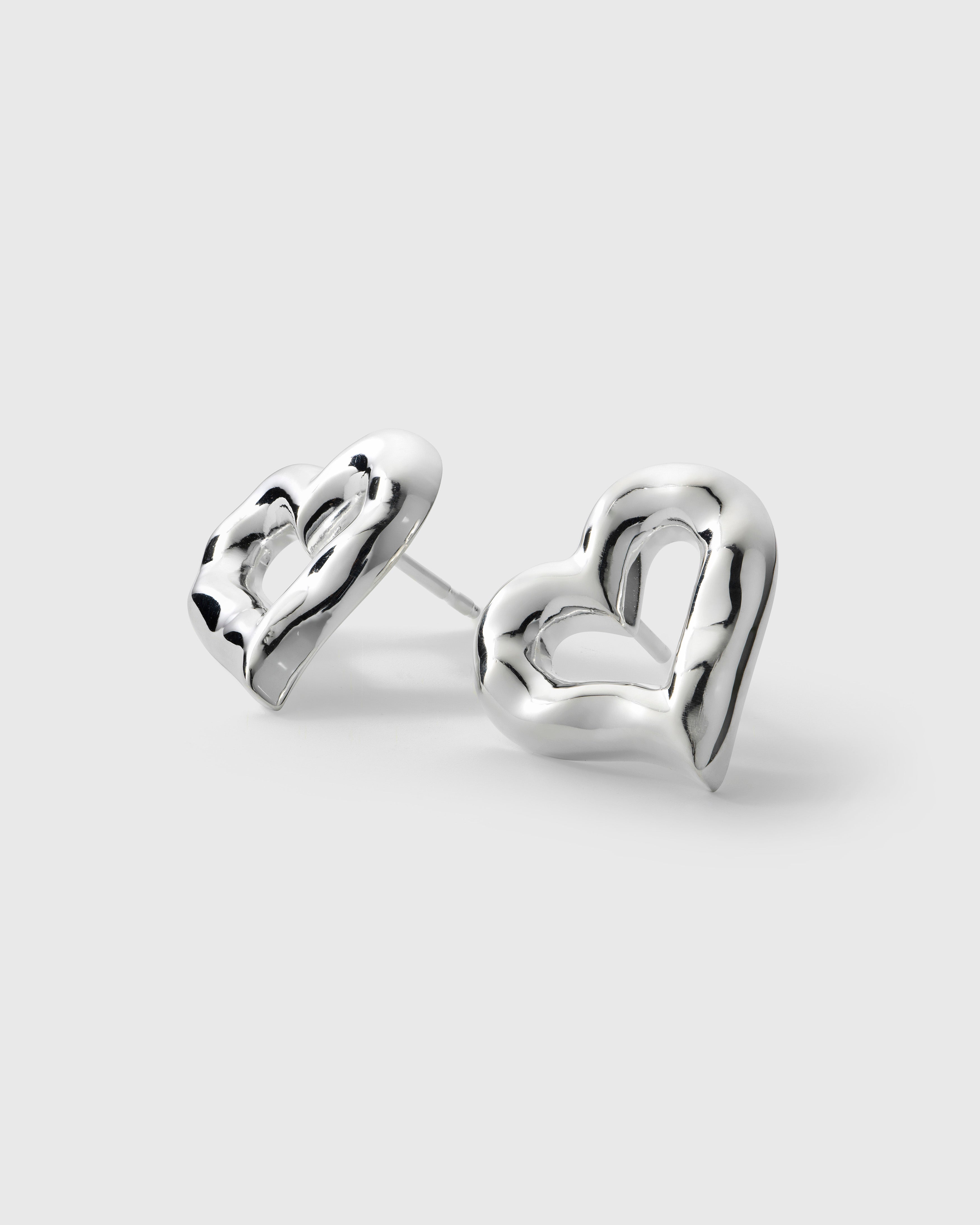 Puff Heart Earrings Silver