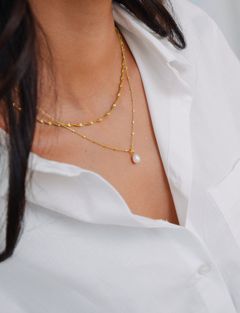 Herringbone Twisted Necklace Gold