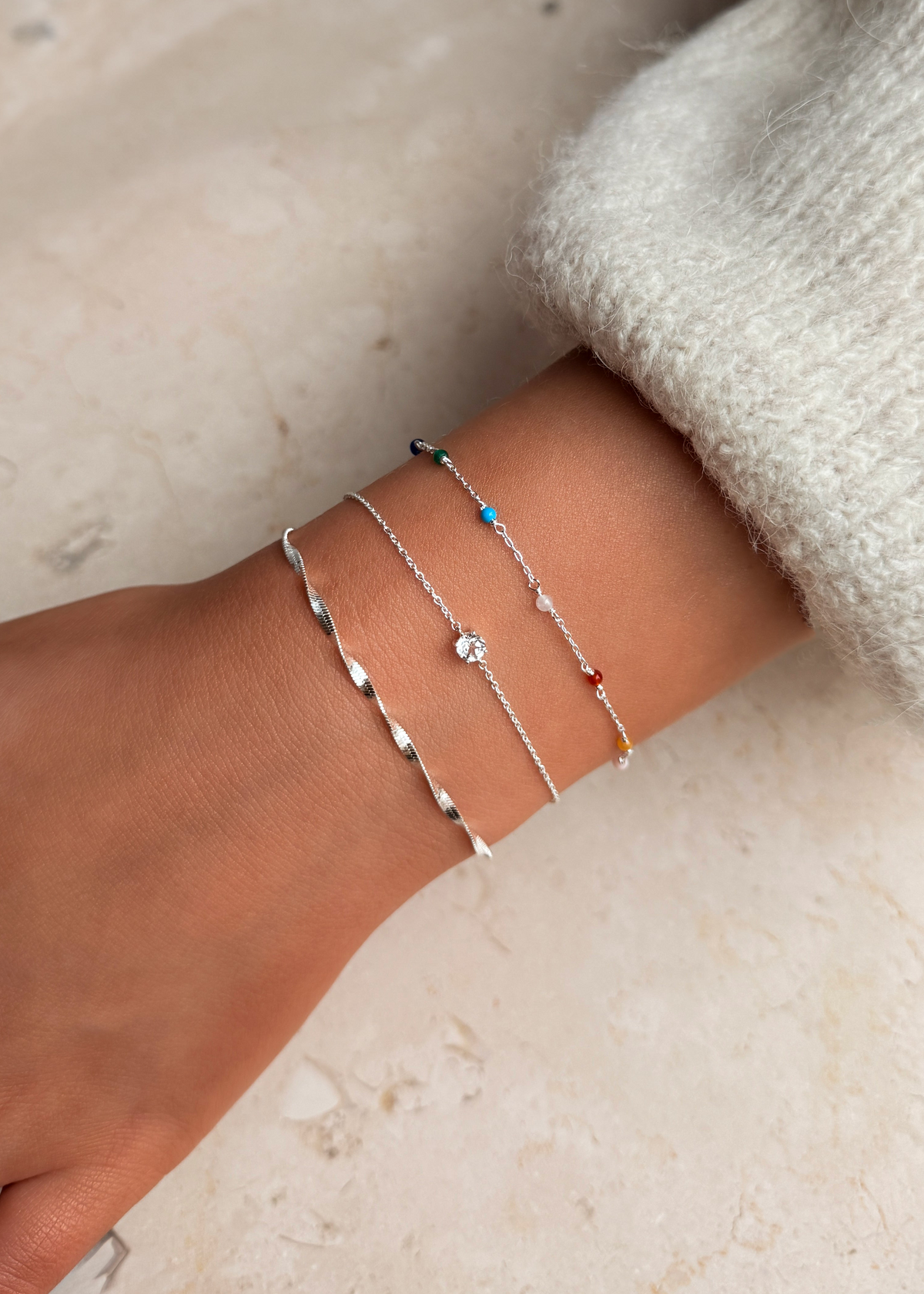Herringbone Twisted Bracelet Silver