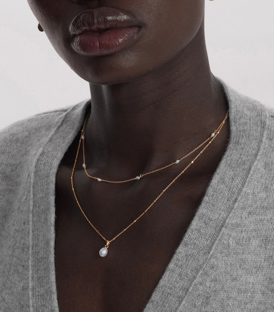 Treasure Single Pearl Necklace Gold