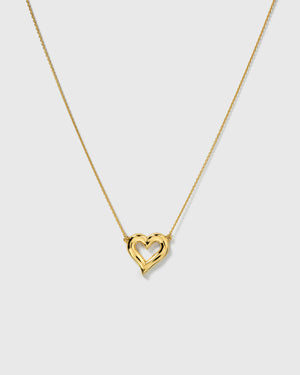 Puff Heart Necklace Gold