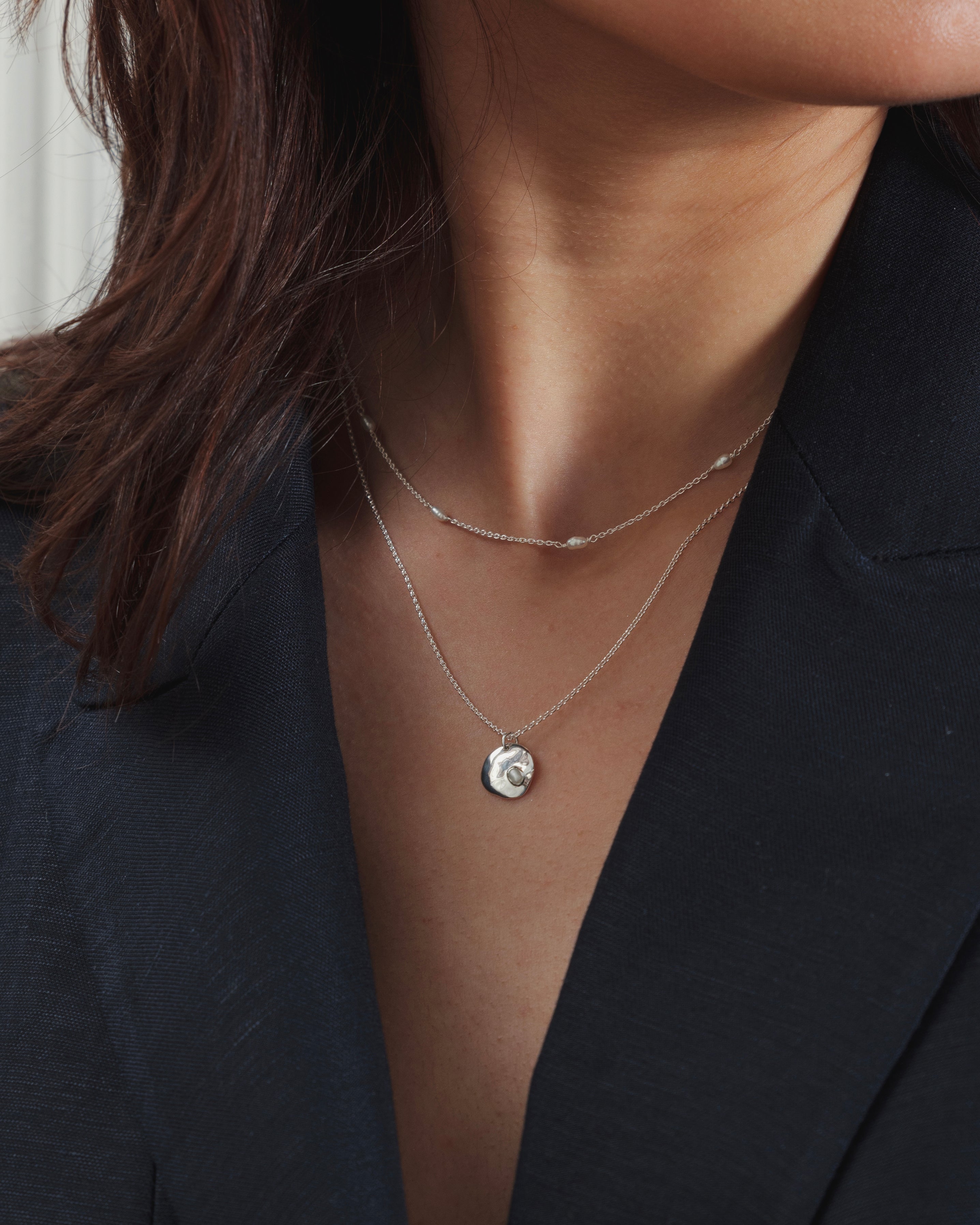 Paxton Necklace Silver - Baroque pearl pendant necklace | Syster P