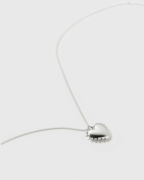 True Love Spike Heart Necklace Silver