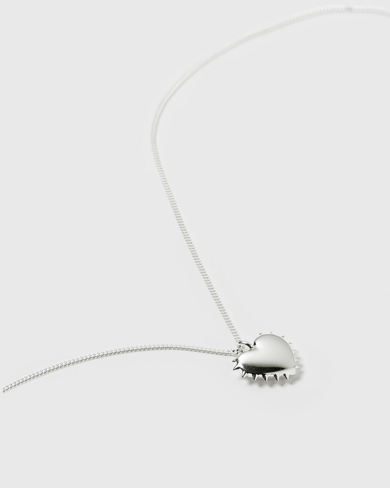 True Love Spike Heart Necklace Silver