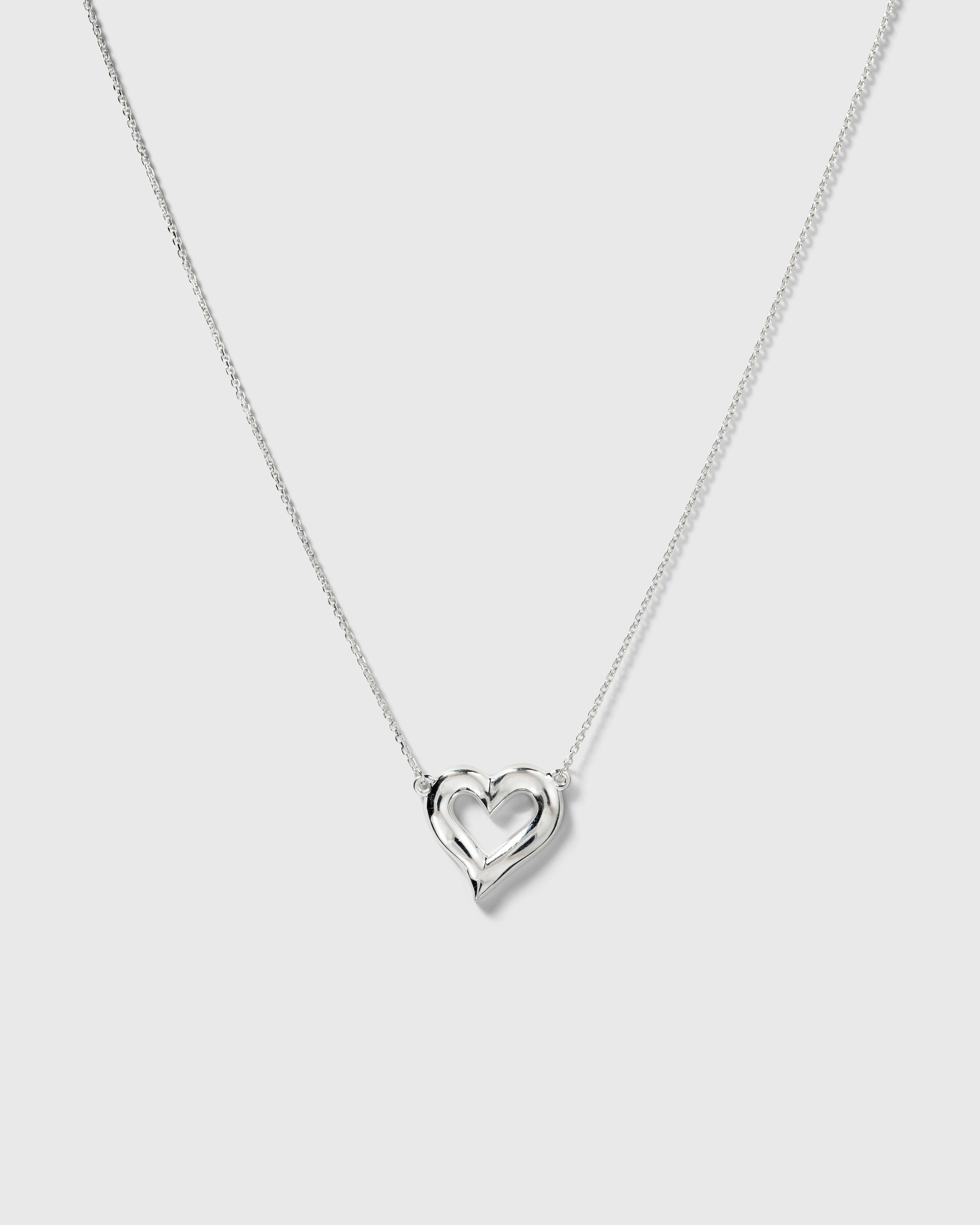 Puff Heart Necklace Silver