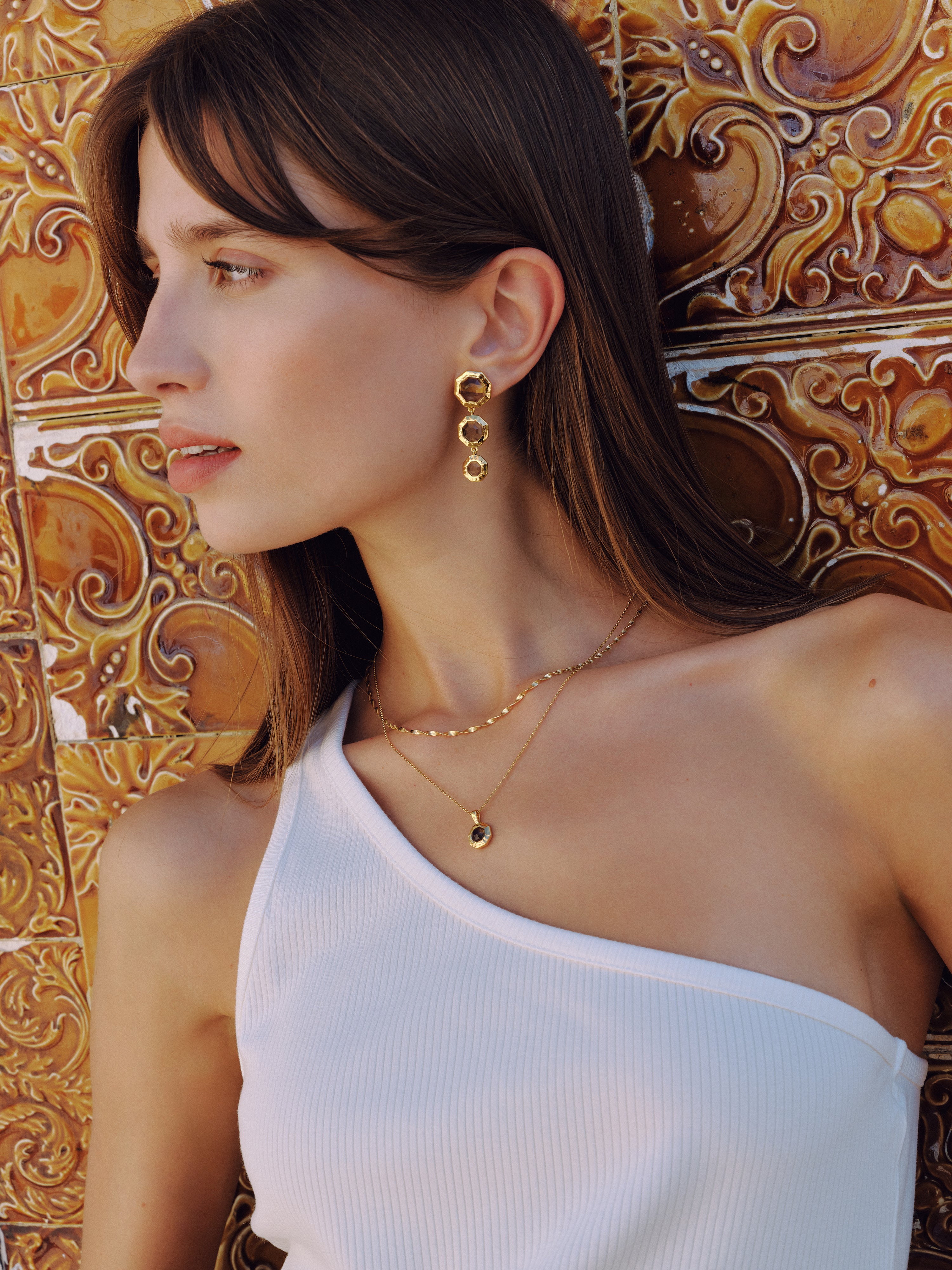 Octagon Earrings Gold