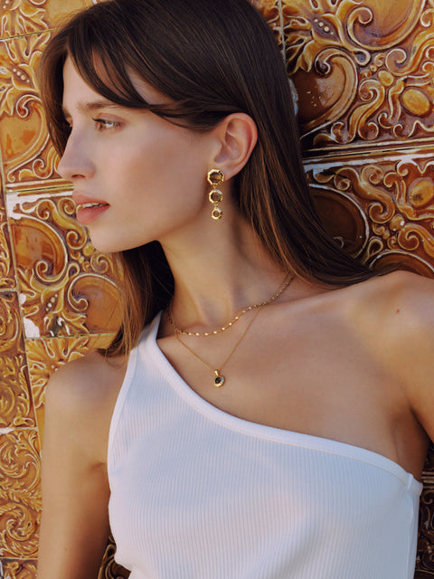 Octagon Earrings Gold