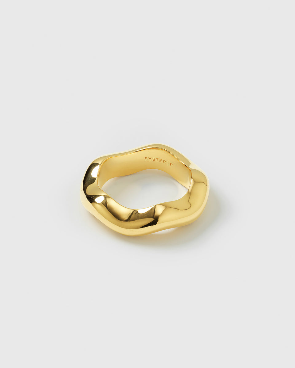 Bolded Wavy Ring Gold