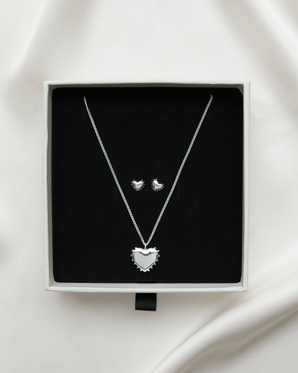 Spike Heart Set Silver