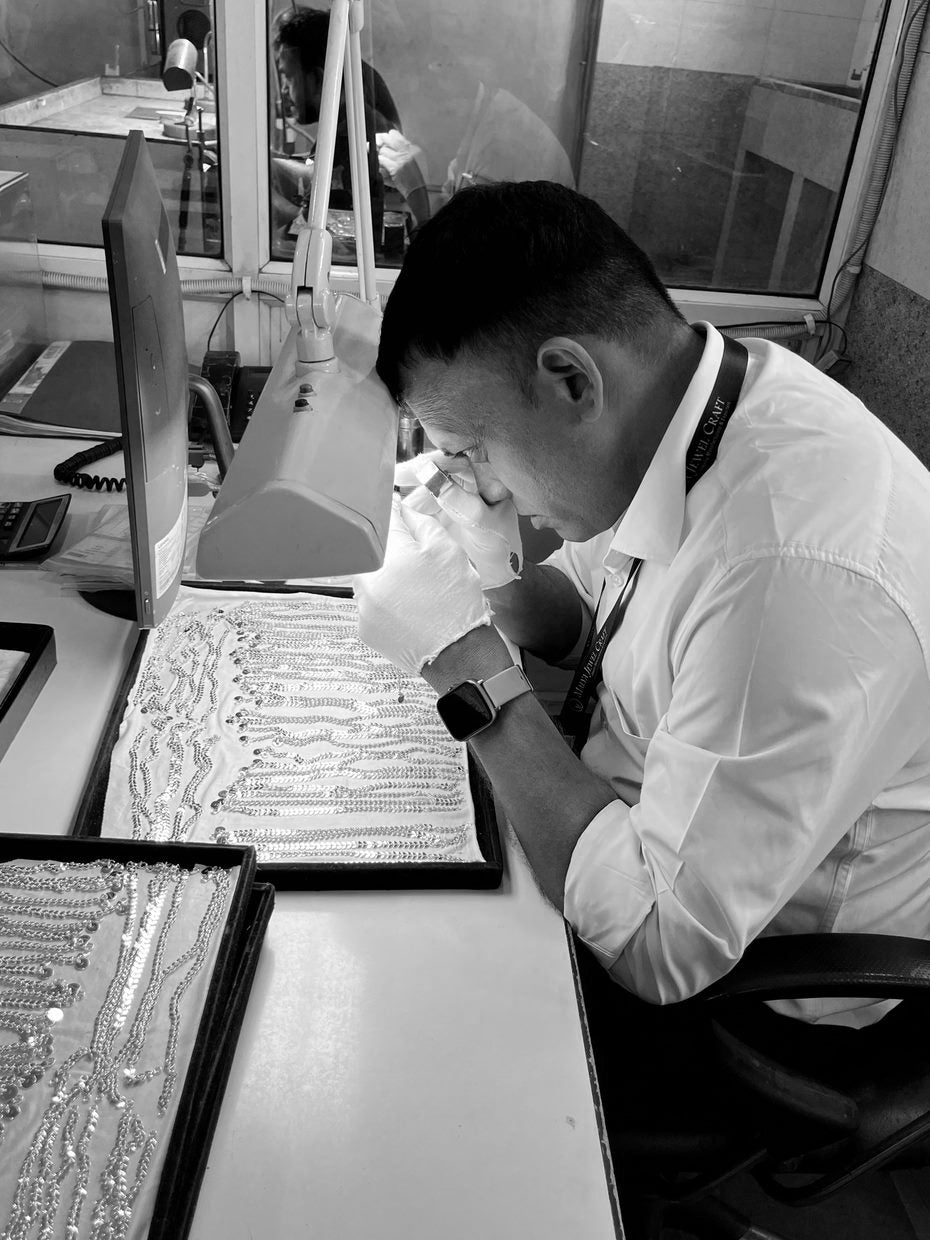 The finished Layers Olivia Necklace during the quality control in one of our factories.